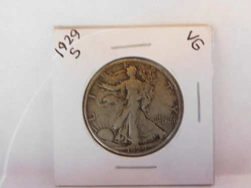 1929 S Walking Liberty Half Dollar Very Good Circulated Condition
