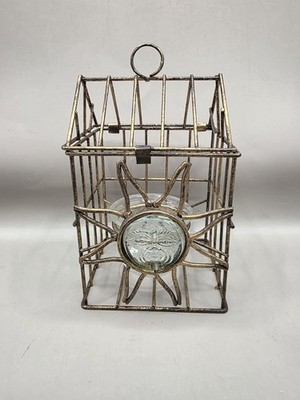 Vintage Celestial Sun Face Metal Cage Votive Candle Holder Whimsigoth Witchy
