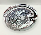 Sergio Asti for Venini Large Heavy Murano Glass Ashtray , Italy, 1967