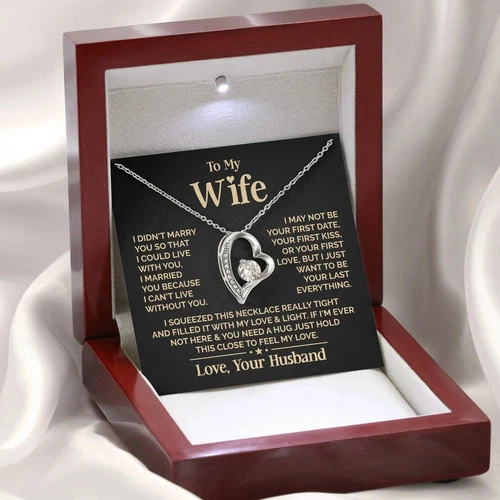 To My Beautiful Wife, Meeting You Was Fate, I Love You Always & Forever Necklace - product listing photo