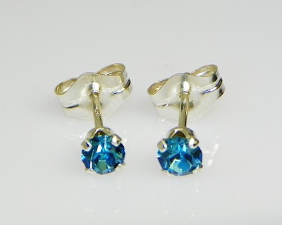 (3mm-10mm) Crystal Aquamarine Sterling Silver Earrings Using Swarovski Elements
