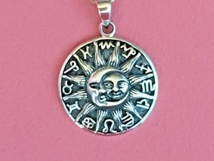 925-Sterling-Silver-12-Zodiac-Horoscope-Symbol-Sun-Moon-Pendant-ONLY