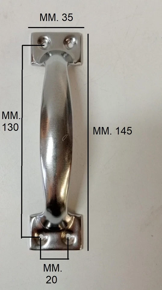 MANIGLIA MANIGLIE PER PORTA FINESTRE MOBILI IN METALLO NICHELATO ARGENTO 2 PEZZI - Immagine 2 di 4