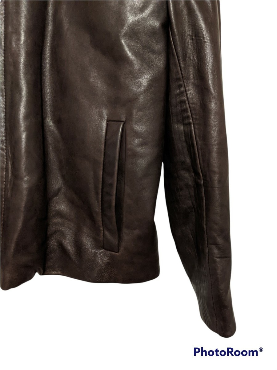 Haan Men's Cole Haan Smooth Leather Car Coat Cole Haan Men's