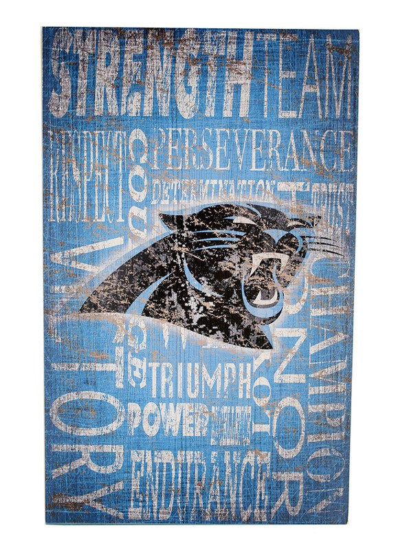 NEW Heritage Collage NFL Carolina Panthers Wooden Sign 11 X 19 Distressed Blue