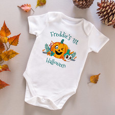 Personalised My First Halloween Baby Grow Vest Bodysuit Pumpkin Romper Sleepsuit