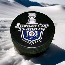2018 STANLEY CUP PLAYOFFS WINNIPEG JETS INGLASCO LICENSED OFFICIAL HOCKEY PUCK 