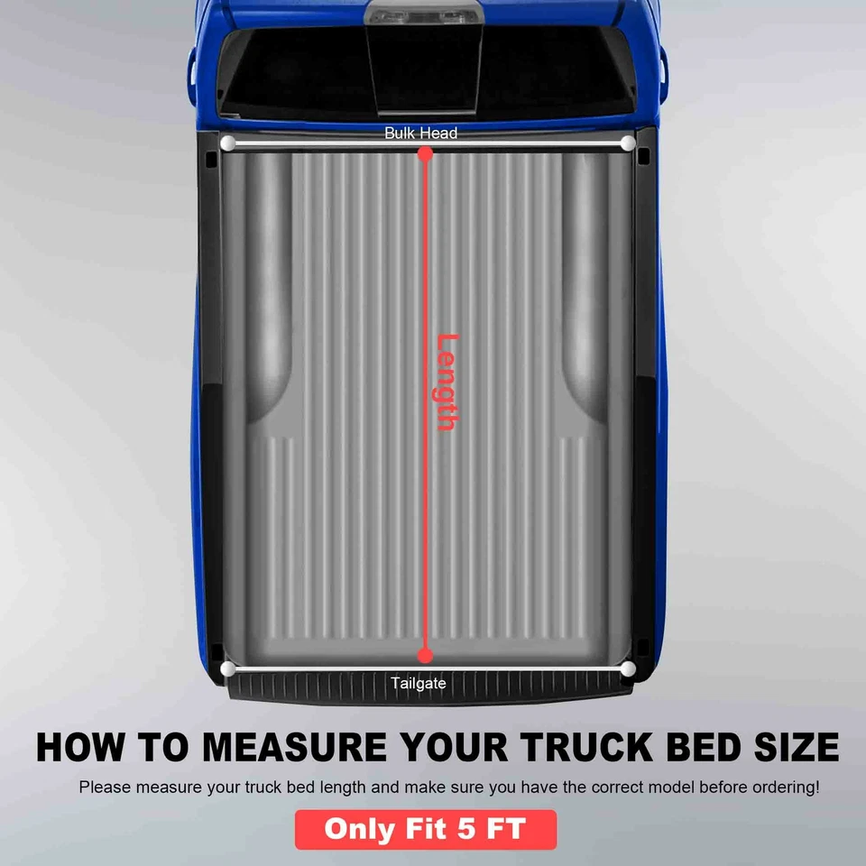 5 Feet Bed Truck Tonneau Cover For Nissan Frontier Suzuki Equator Soft 3-Fold - Image 2 of 4