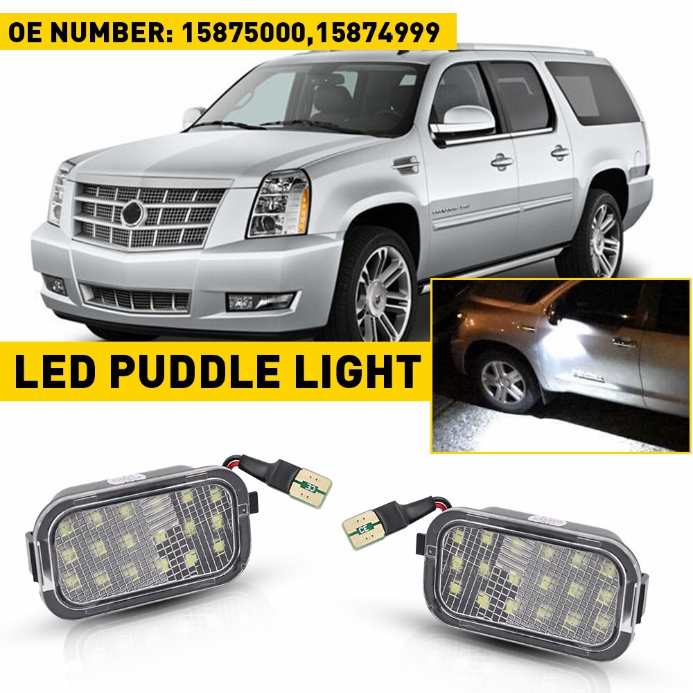 2PCS LED Side Mirror Puddle Light Assembly for 2007-2014 Cadillac