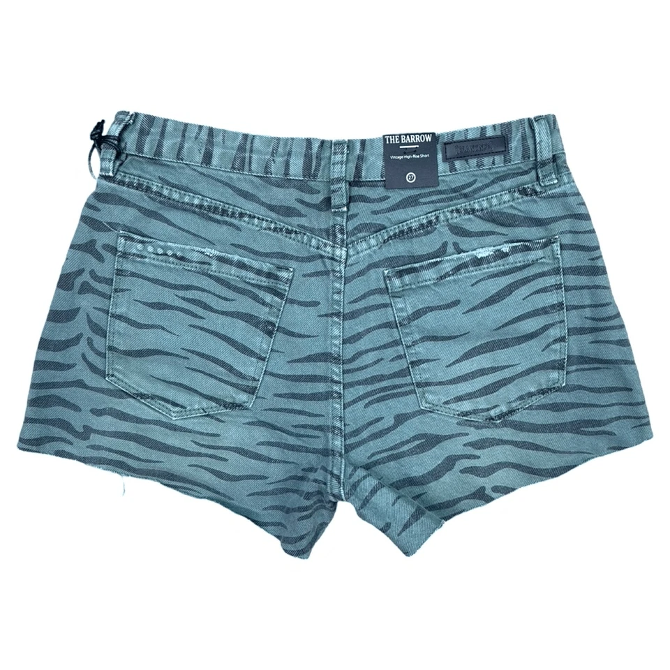 Denim en blanco NYC The Barrow estampado de tigre verde vintage tiro alto talla 27 Foto 3 de 4