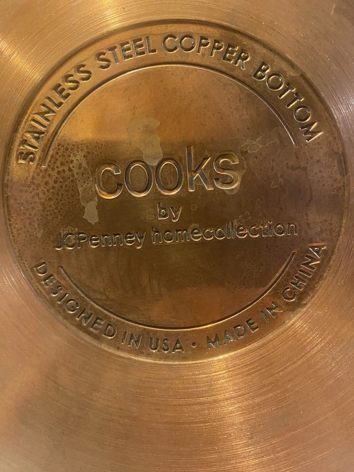 Vintage Cooks JCPenney Collection Stainless Steel Skillets With Copper Bottoms eBay