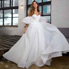 Princess Wedding Dresses Detachable Puff Sleeves Sweetheart A-line Bridal Gowns