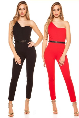 Tuta donna Overall jumpsuit con cintura monospalla asimmetrica elegante  nuova | eBay