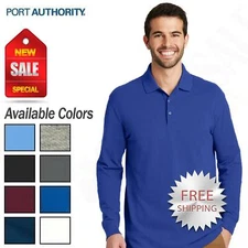 Port Authority Men's 100% Cotton 3 Button Placket Long Sleeve Polo Shirt K8000LS