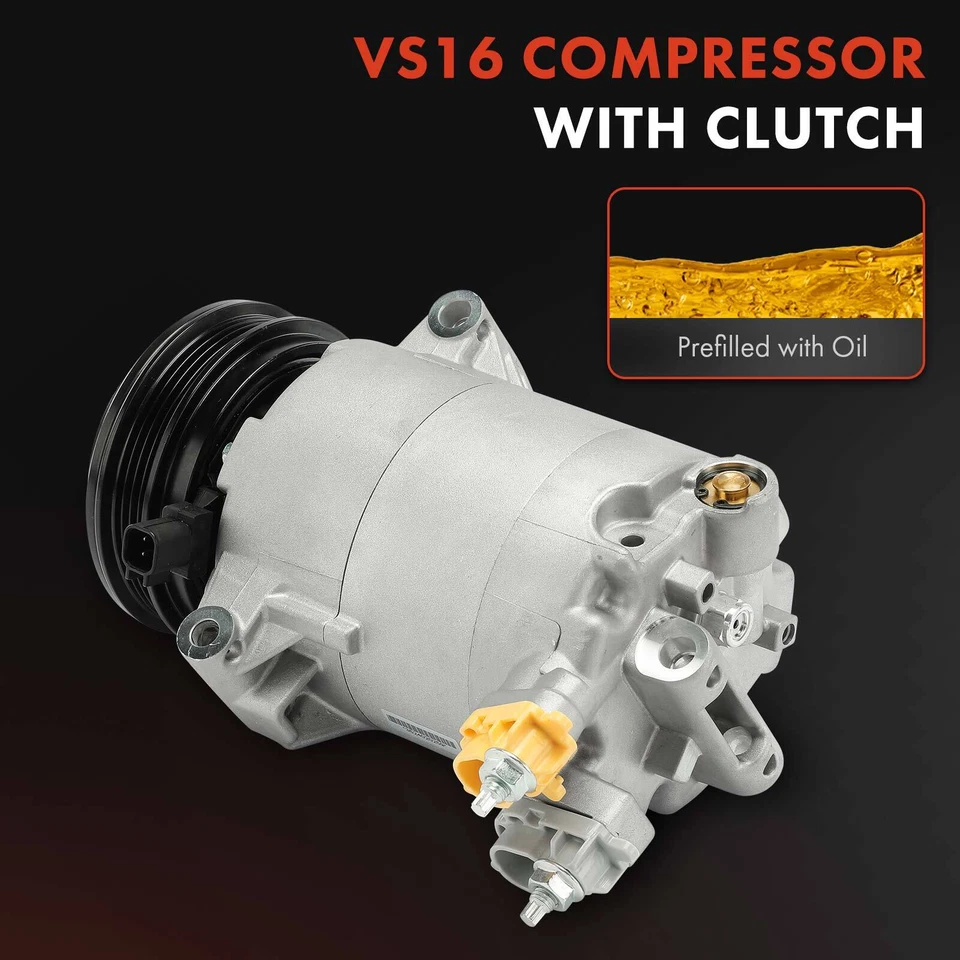 Compresor de aire acondicionado con polea de 4 ranuras para Ford Transit Connect 2014-2018 gas 2,5 L Foto 3 de 4