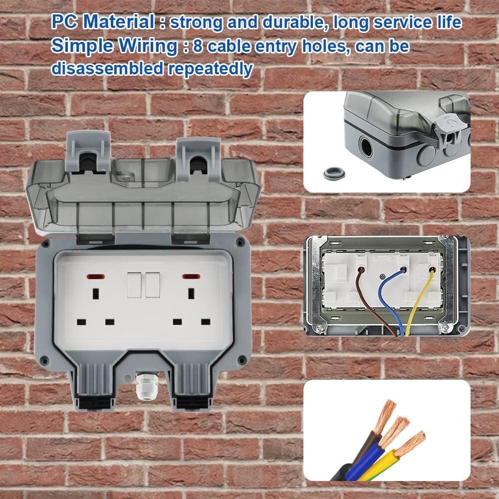 Outdoor Socket Extension, Double Outdoor Switched Power Socket