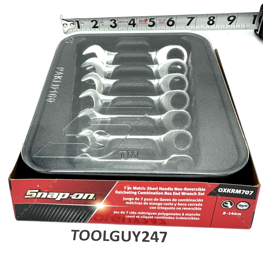 SNAP ON TOOLS USA OXKRM707 7PC Metric Short Ratcheting Combo Box