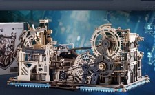 ROKR 3D Puzzle Wood Spaceport Marble Night City with Linkage Model Gift Adults