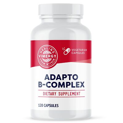 Vimergy Adapto B Complex 120 Servings   High Potency with 8 B Vitamins Rhodio...
