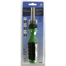 F020150, Helping Hand 6-in-1 Multi Bit Screwdriver, Green & Black,070792201503