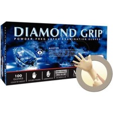 Diamond Grip Latex Gloves: SMALL Powder-Free 100/Bx