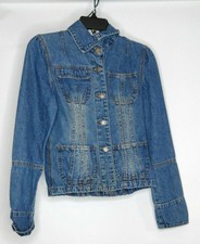 Vtg Magic Jeans Fits Like Magic Womens S Blue Denim Button Up Long Sleeve Jacket