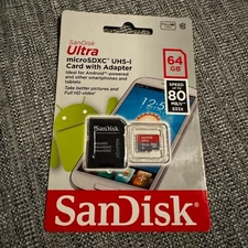 SanDisk Ultra 64GB microSDXC UHS-I U1 Class 10 Flash Memory Card with Adapter