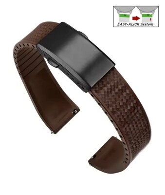 XL-Extralang Premium FKM-Kautschuk Uhrenarmband Modell Texturo-P mocca 18 mm