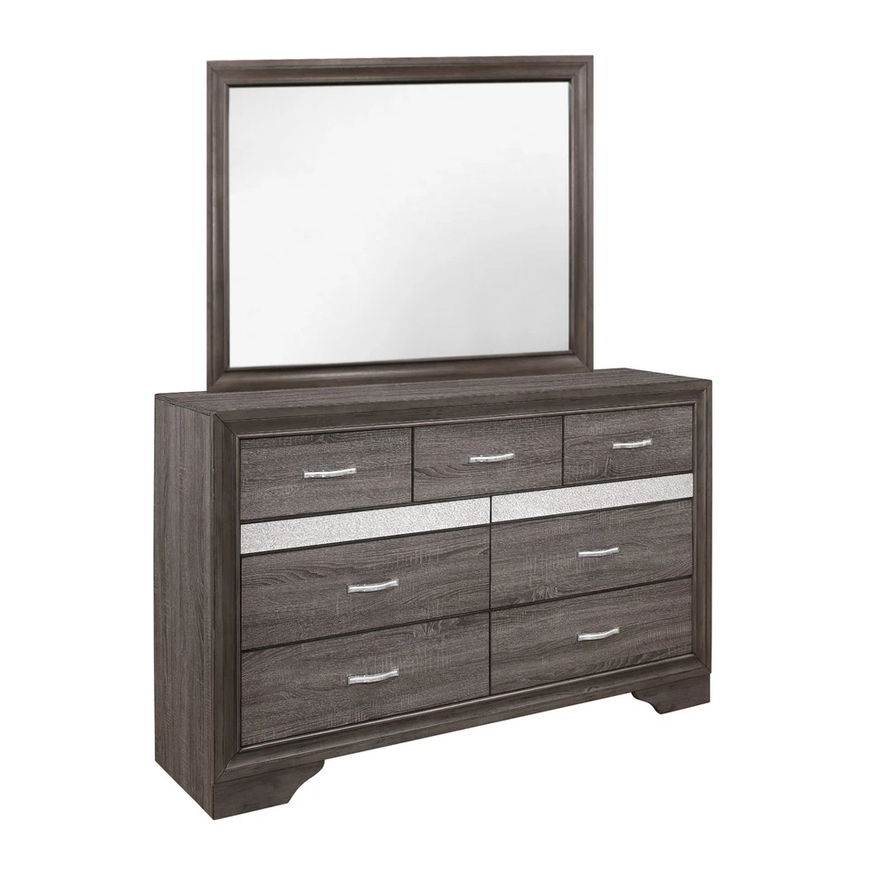 NEW Gray Silver Storage Queen King 5PC Bedroom Set Modern Furniture Bed/D/M/N/C - Image 4 of 4