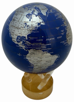 Mova 4.5'' Globe Blue Silver Globe with Stand - Very Good
