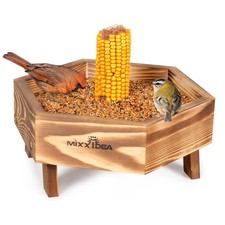 Ground Bird Feeder for Outdoors, Wooden Mesh Tray for Bird Feeders, Great Att...