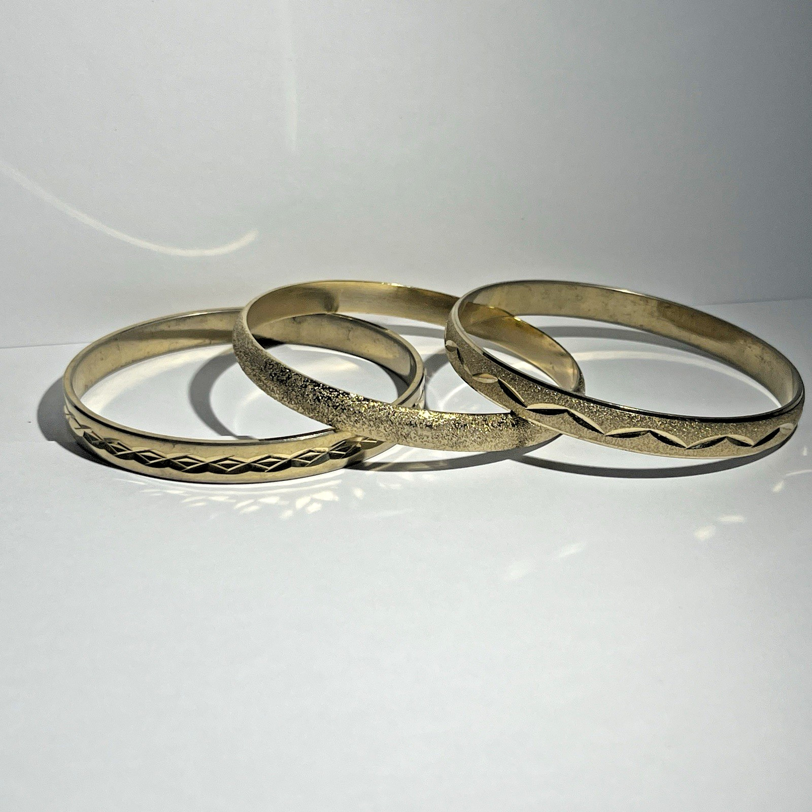 Gold Tone Layered Stackable Bangle Bracelets 3pc … - image 2