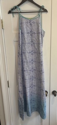 Roberta Roller Rabbit Maxi Dress Sz XS Blue White Ombré Sleeveless Cotton