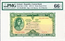 Central Bank Ireland 1 Pound 1976  PMG  66EPQ