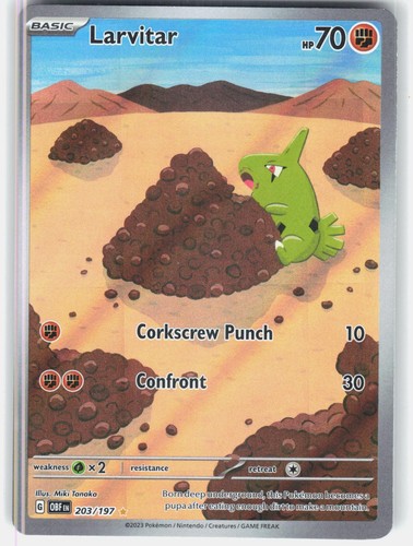 Larvitar 203/197 Illustration Rare Obsidian Flames Pokemon Holo Near Mint