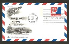 Tarjeta postal de correo aéreo 9c de Estados Unidos 1971 - correo de misiles USS BARBERO, Regulus I, Kitty Hawk