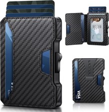 Slim RFID Wallet for Men Pop Up Card Holder Money Clip Minimalist Black