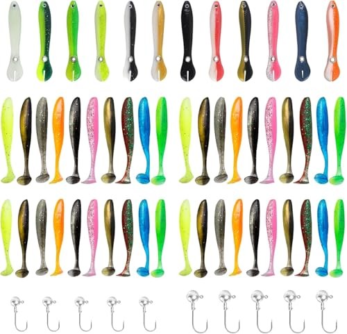 Leurre souple carnassier mer et eau douce 55PCS | Kit de leurre peche brochet bar sandre perche