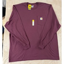 Image of Carhartt Loose Fit Heavyweight Shirt Mens Size 2XL Maroon Long Sleeve Pocket NEW