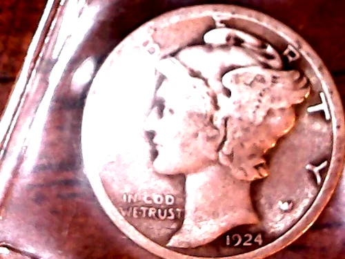 1924-S  SILVER MERCURY DIME - GRADES "VERY GOOD"