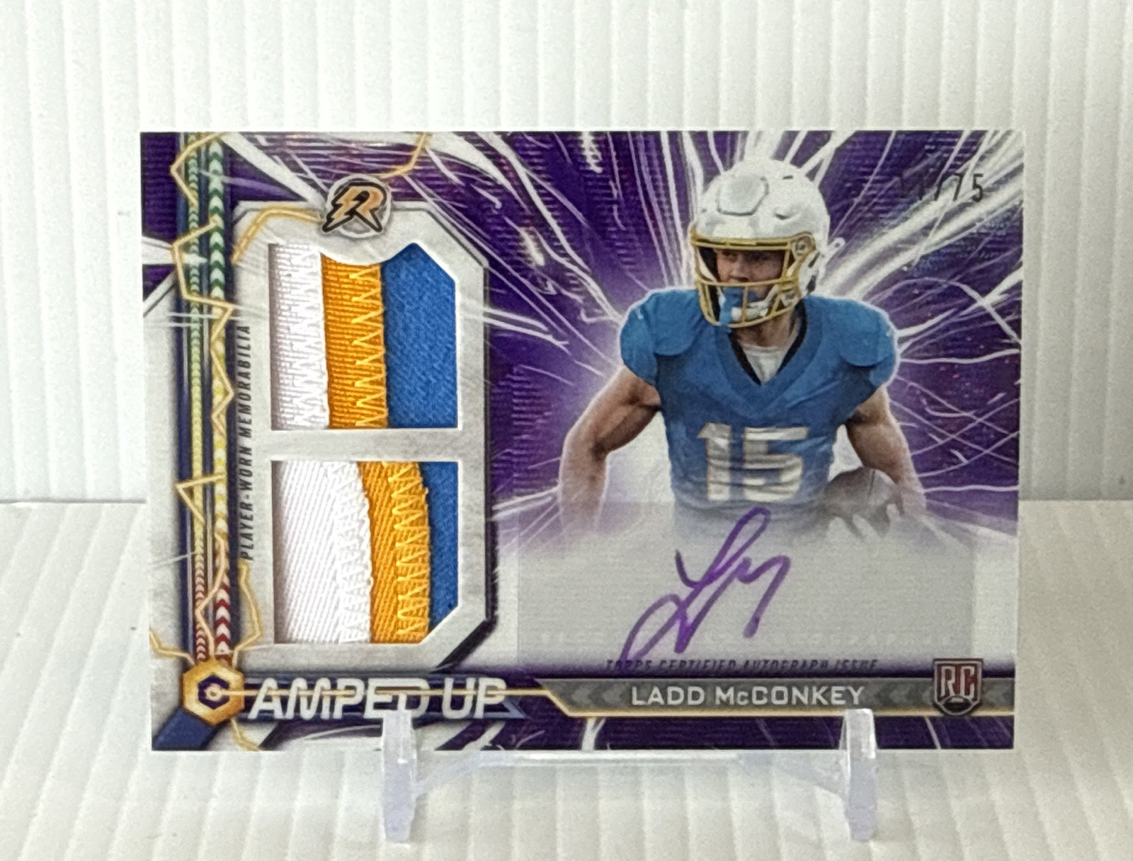 2024 Topps Resurgence Amped Up Ladd Mcconkey Purple Surge Patch Auto /75