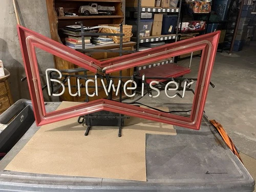 30”x 20” Vintage Budweiser Bow Tie Neon Beer Sign