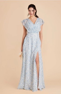 Birdy Grey Violet Maxi Dress Chiffon Dreamy Ditsy 1X Blue NWT Romantic Wedding