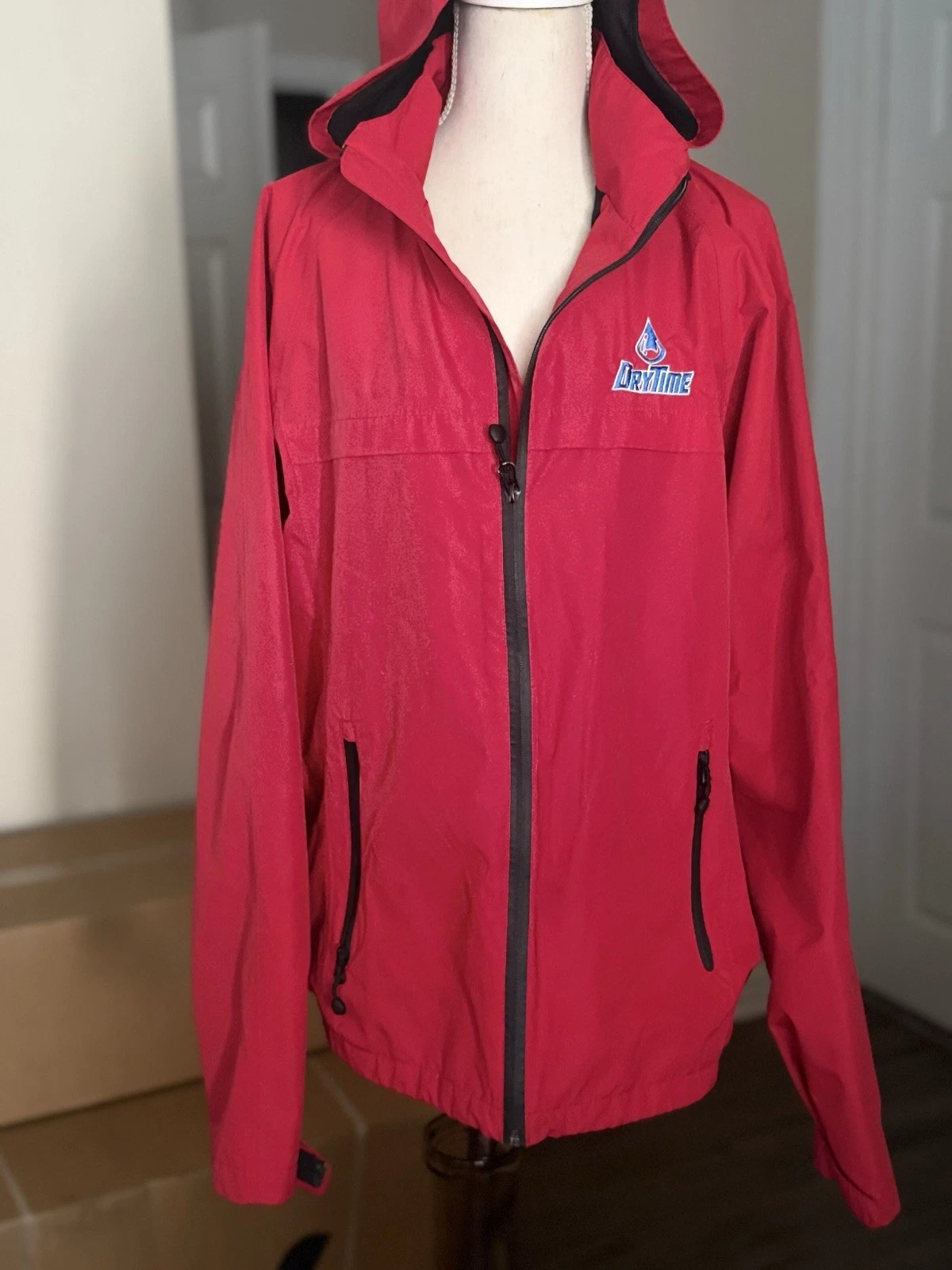 Port Authority Red Rain Coat With Detachable Hood M