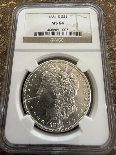 1881-S Morgan Silver Dollar $1 - NGC MS64 - Blazing Luster - Strong Strike