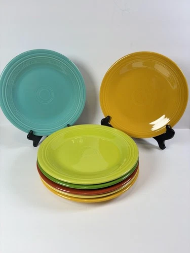 Fiestaware 10.5" Mixed Colors Dinner Plates USA Fiesta Lot of 7