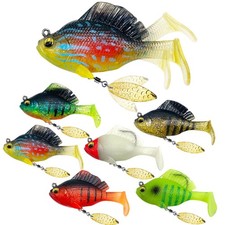 6Pcs Pre-Rigged Jig Head Lures: Paddle Tail Swimbaits, 3D Eyes, Spinner Blades