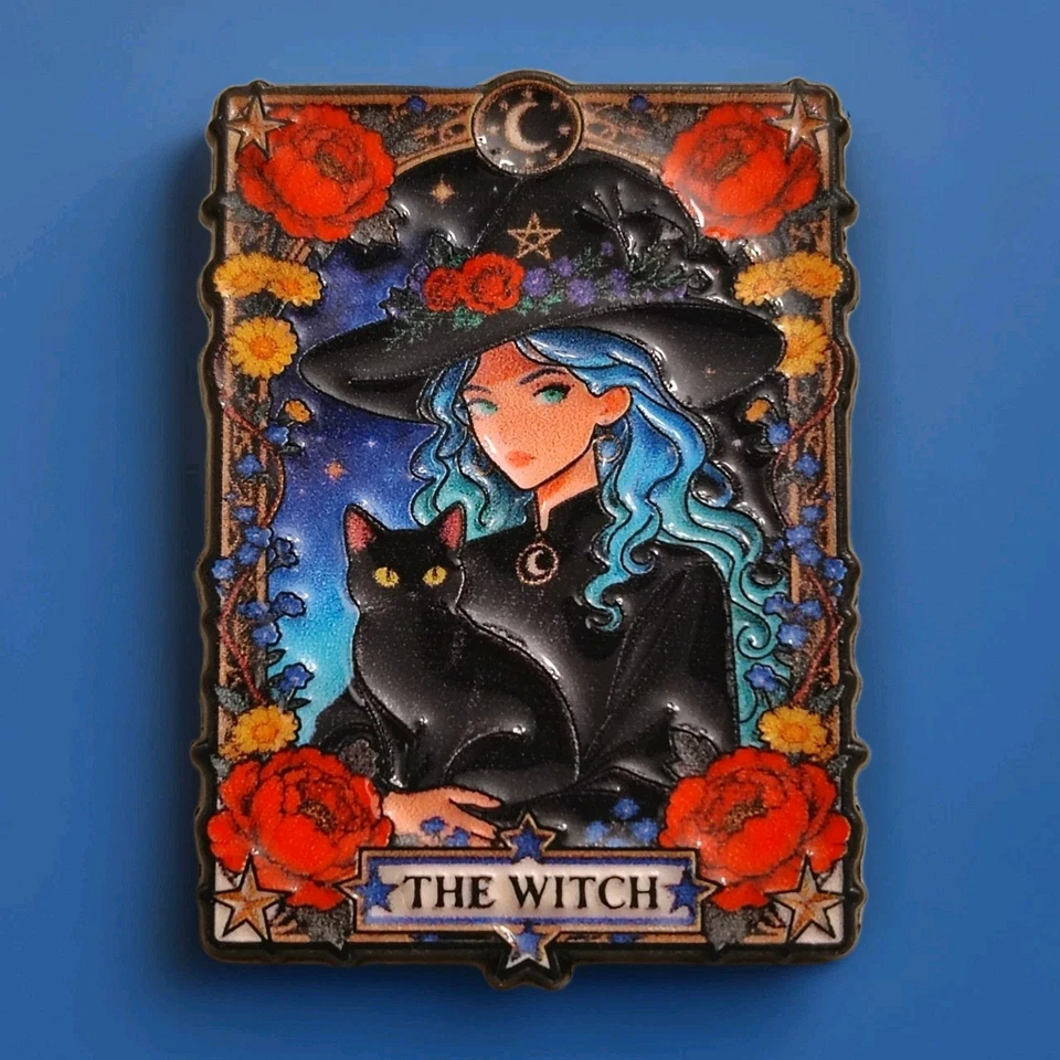 Lindo Anime Waifu Diosa Bruja y Rosas Tarot Esmalte Gótico Solapa Prendedor Conjunto De 3 Foto 3 de 4