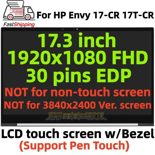17.3" FHD For HP Envy 17-CR0013DX LCD touch screen assembly w/ Bezel N13554-001