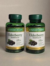 2 Pack Nature's Bounty Sambucus Elderberry Supplement Softgels, 630 mg 120 Ct